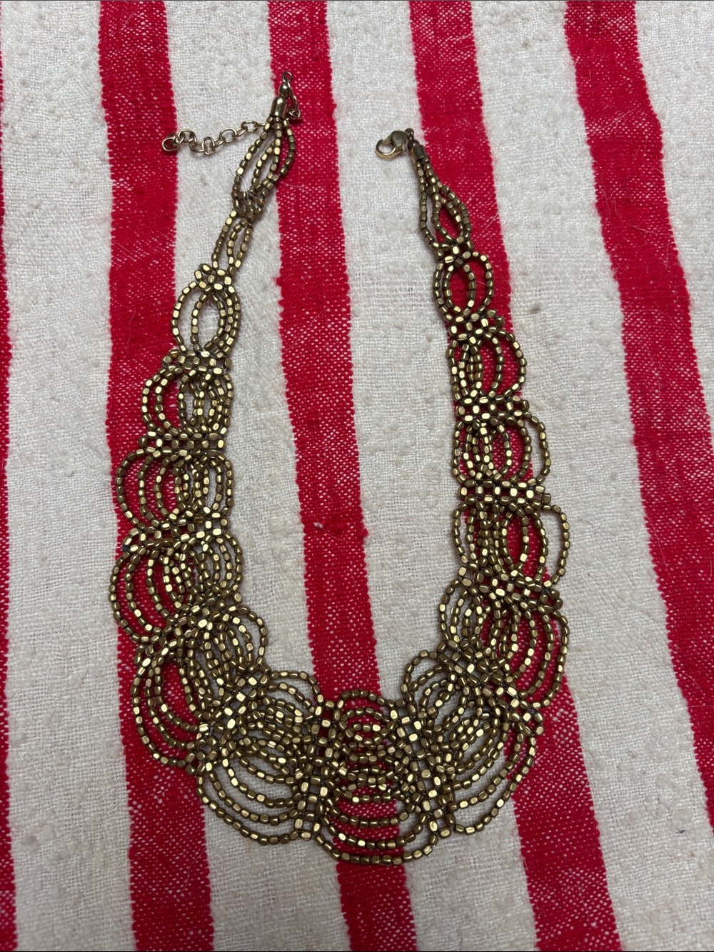 Gold Lace Beaded Statement Necklace - Unbranded